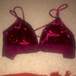 Pink velvet bralette